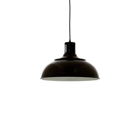 Black metal pendant ceiling light with dome shade and glossy finish