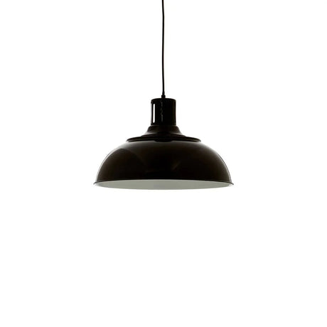Black metal pendant ceiling light with dome shade and glossy finish