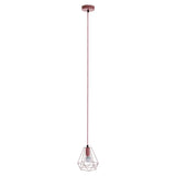 Rose gold geometric pendant ceiling light with exposed bulb and long cord