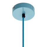 Blue ceiling pendant light fitting with matching blue fabric cable
