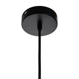 Black pendant light ceiling rose with exposed cord and matte finish, close-up angle