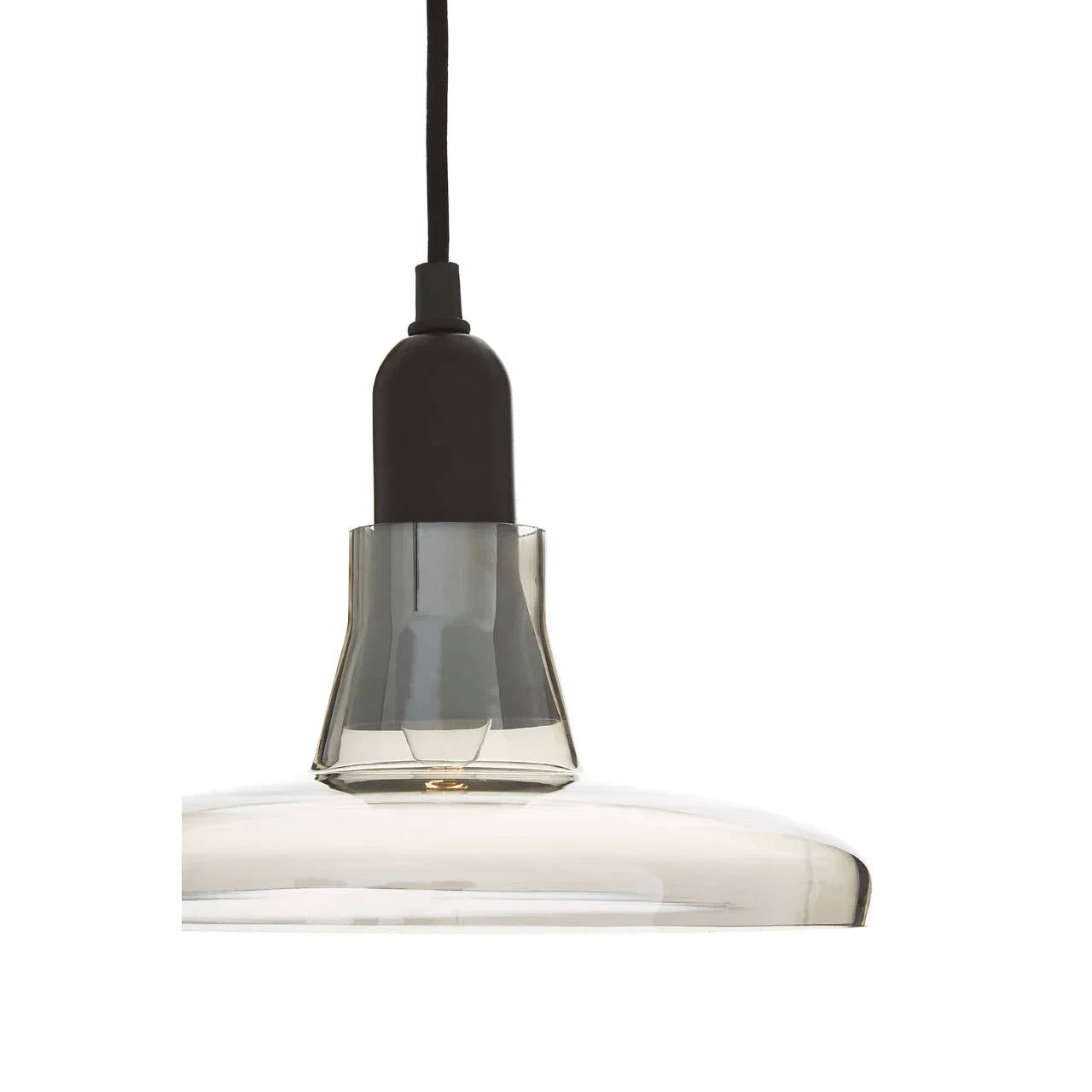 Smoked glass pendant light with black fitting, modern ceiling lighting design