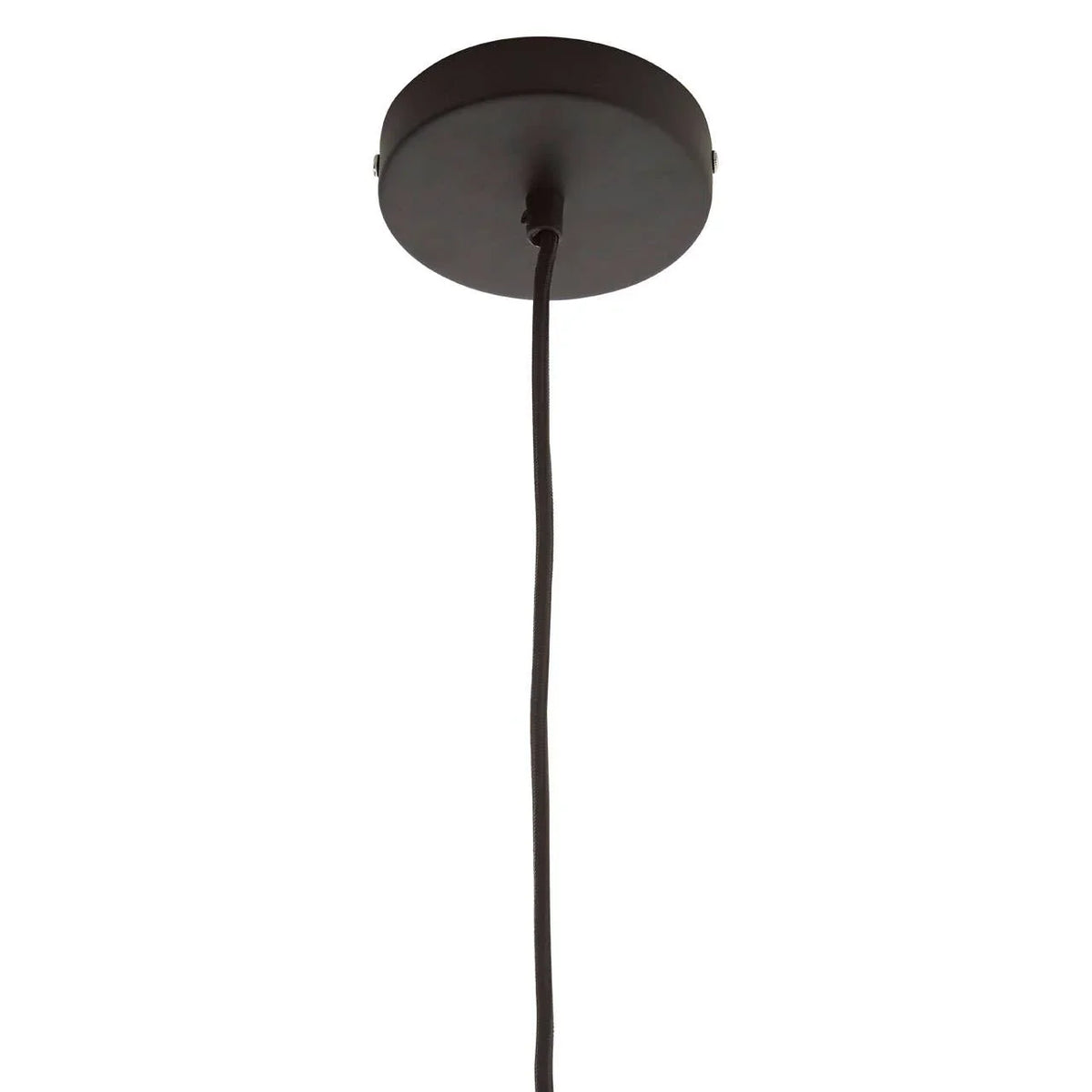 Black pendant light ceiling rose with fabric cable, modern lighting fixture detail