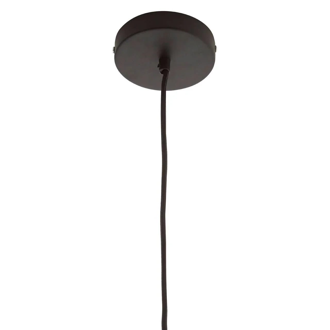 Black pendant light ceiling rose with fabric cable, modern lighting fixture detail