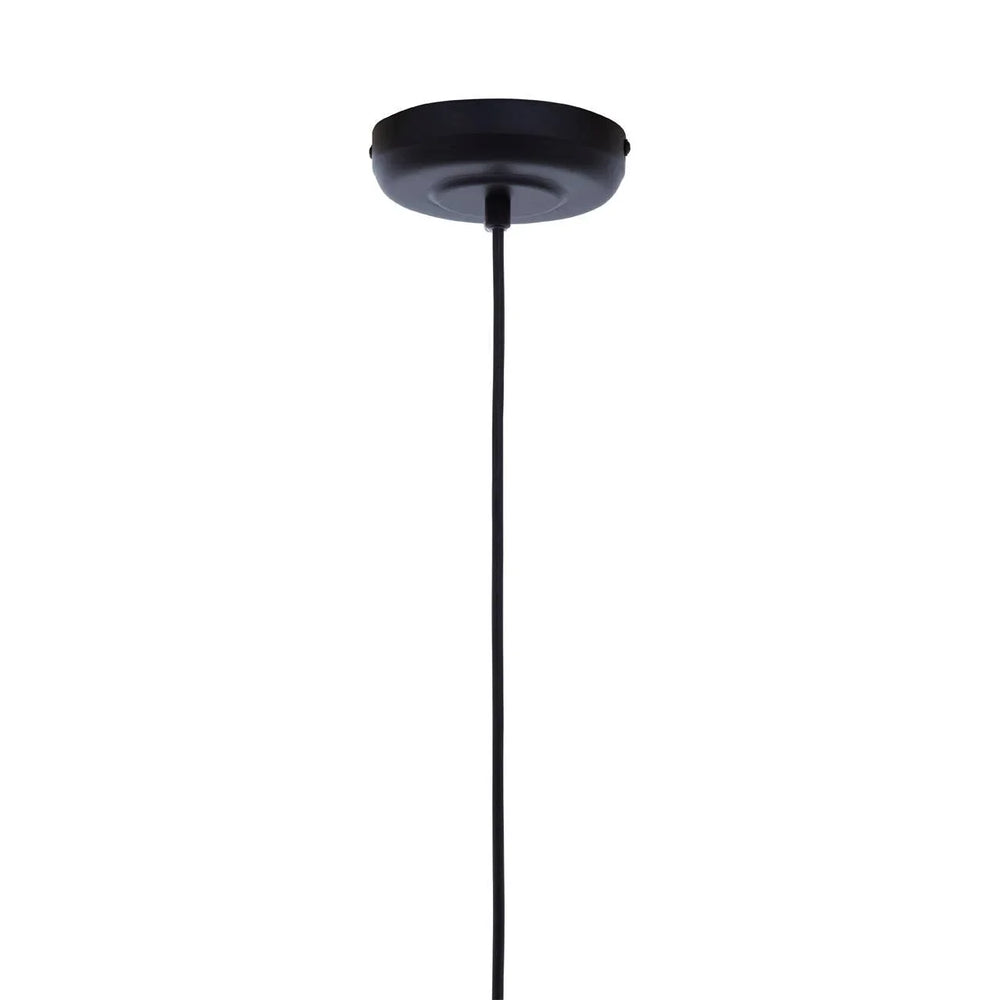 Black pendant light ceiling rose with cable, closeup against white background