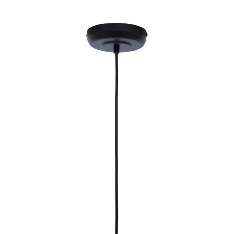 Black pendant light ceiling rose with cable, closeup against white background