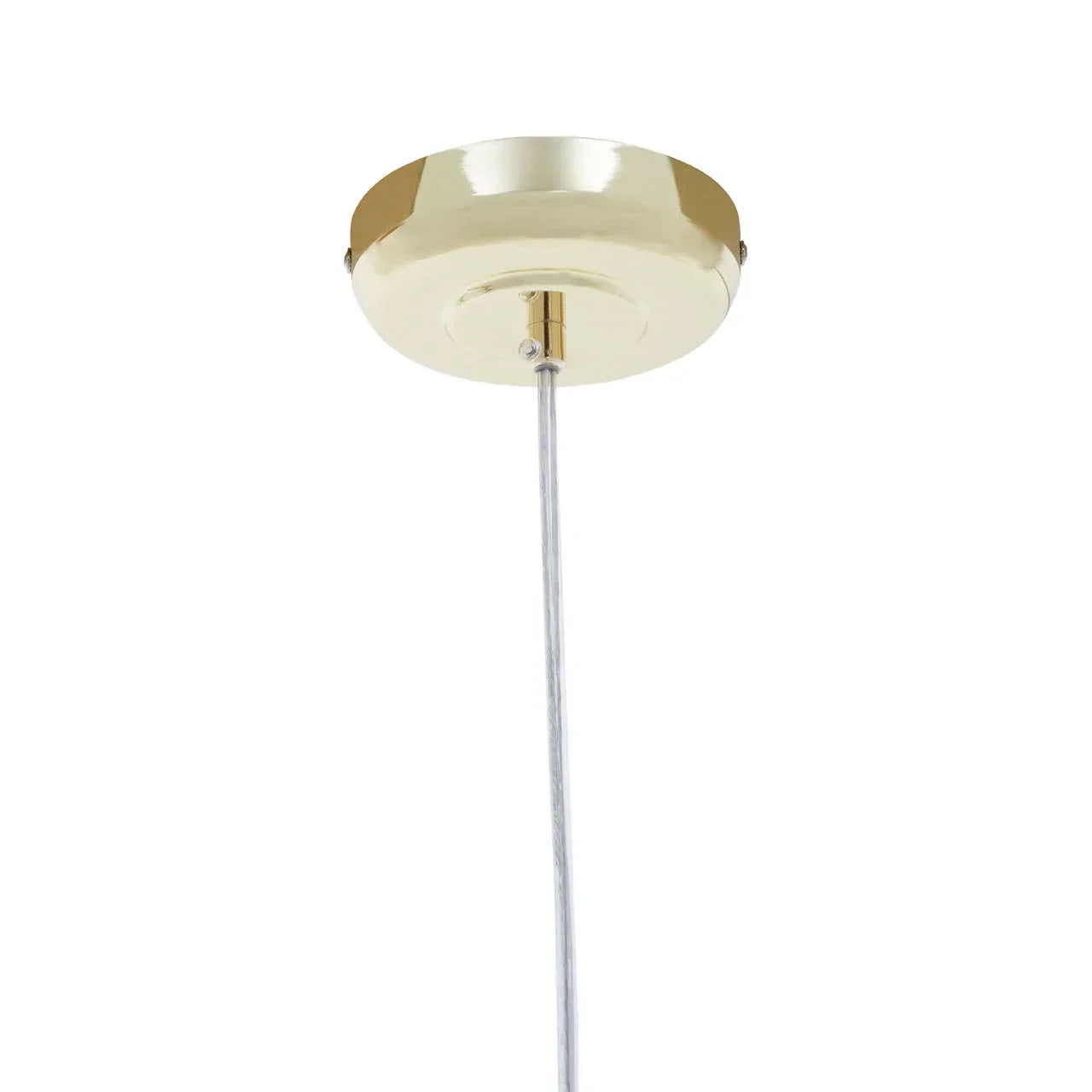 Polished brass ceiling rose with chrome pendant light fitting mount