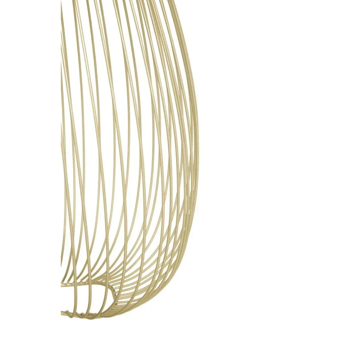 Closeup of gold metal wire frame from modern furniture piece