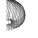 Closeup of modern black metal wire lampshade with geometric design on white background