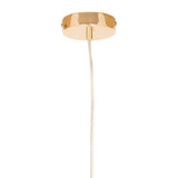Brass ceiling canopy with clear pendant light cable suspended vertically