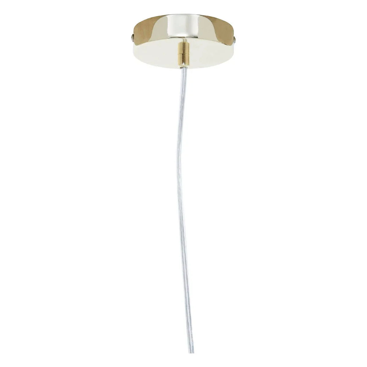 Brass ceiling rose with clear pendant light cable, modern lighting fixture mount