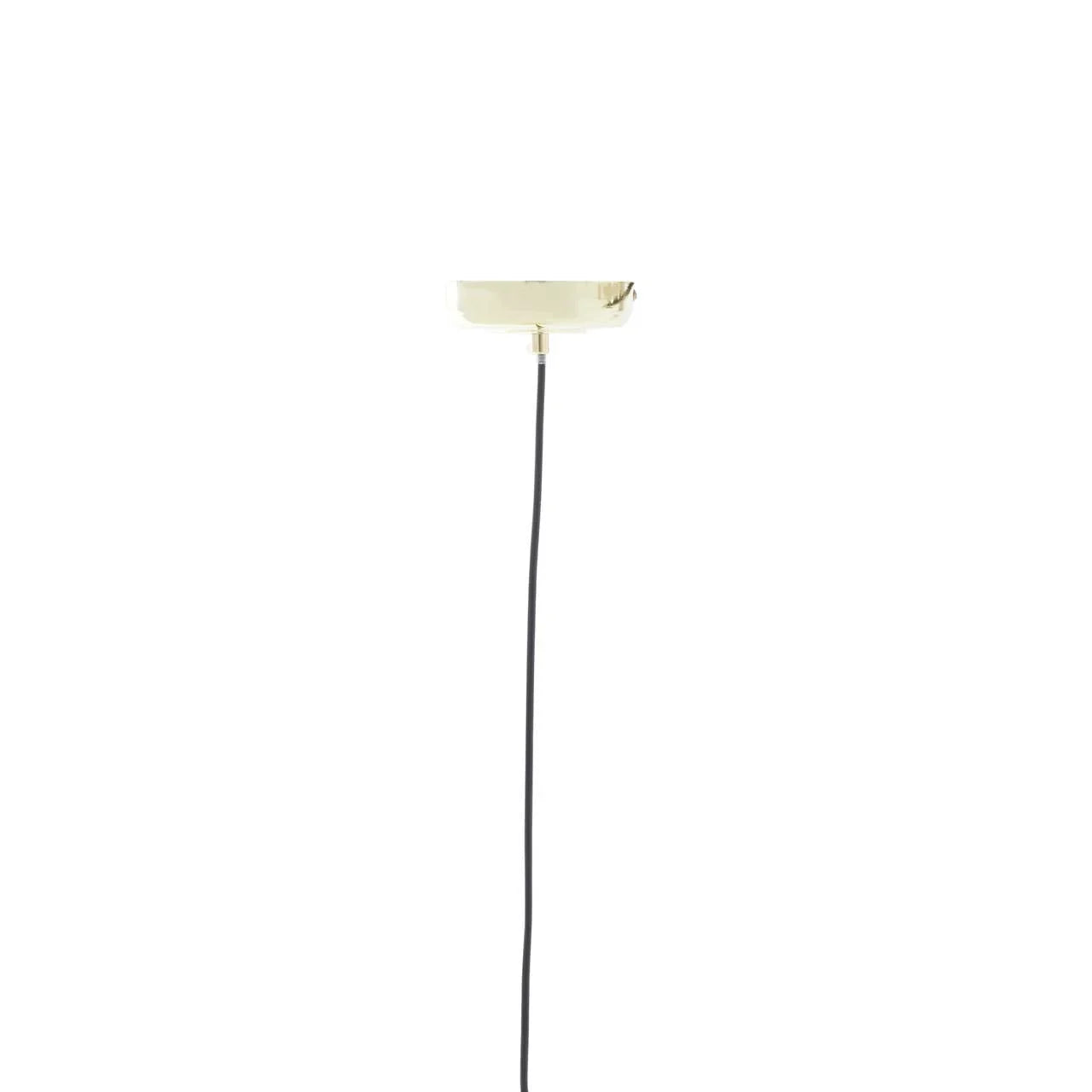 Ceiling light fitting with gold canopy and black suspension cable