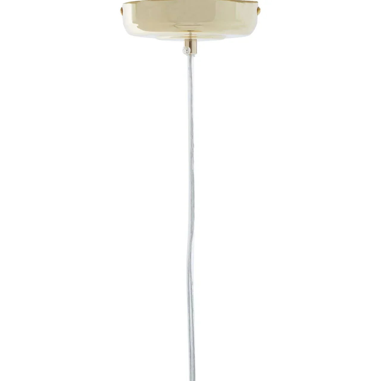 Gold ceiling light rose and hanging cable detail for pendant lighting