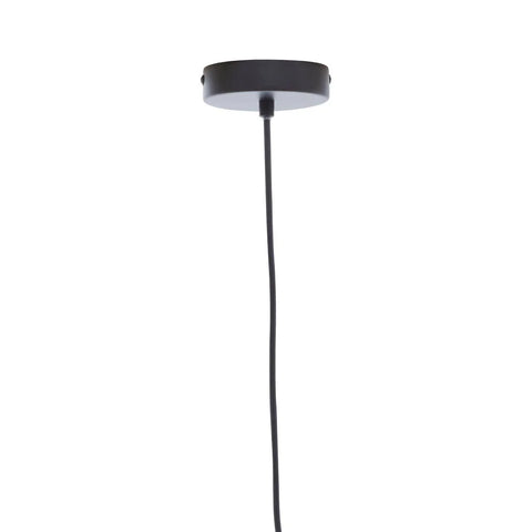 Black ceiling rose for pendant light with exposed cord, flush mount angle