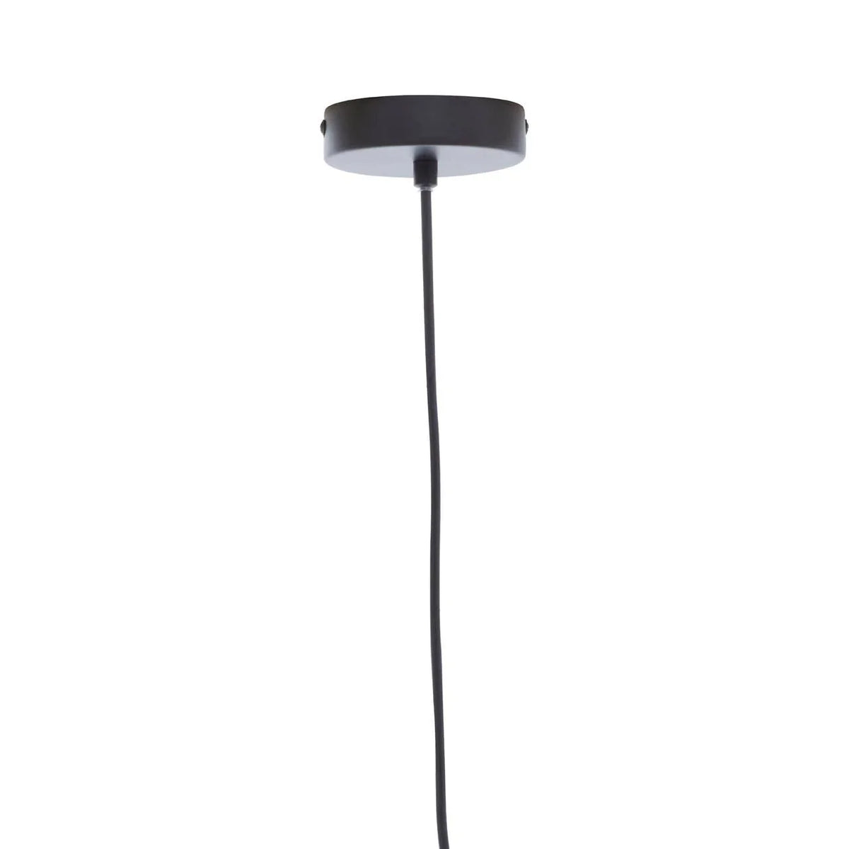 Black ceiling rose for pendant light with exposed cord, flush mount angle