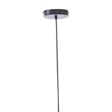 Black ceiling light canopy with cord, close-up of pendant lighting fixture mount