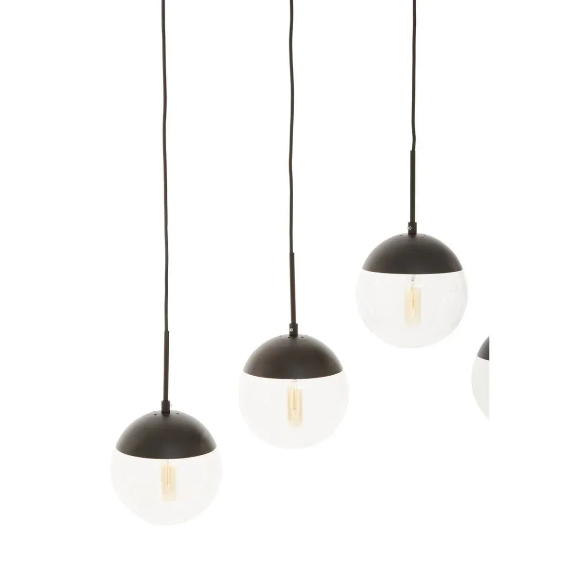 Modern black and white pendant ceiling lights with round glass shades