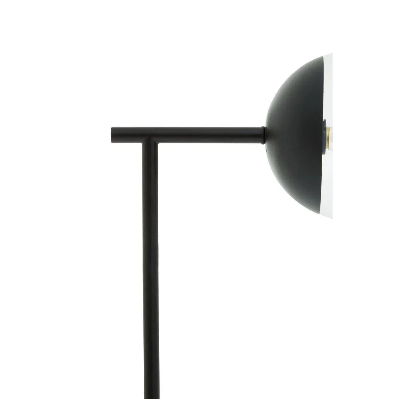 Matte black metal floor lamp with dome shade side view