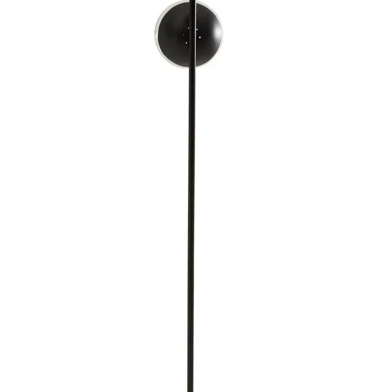 Black floor lamp with marble base and two round smoked glass shades
