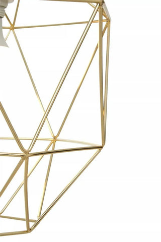 Gold geometric metal pendant light frame with open wire design