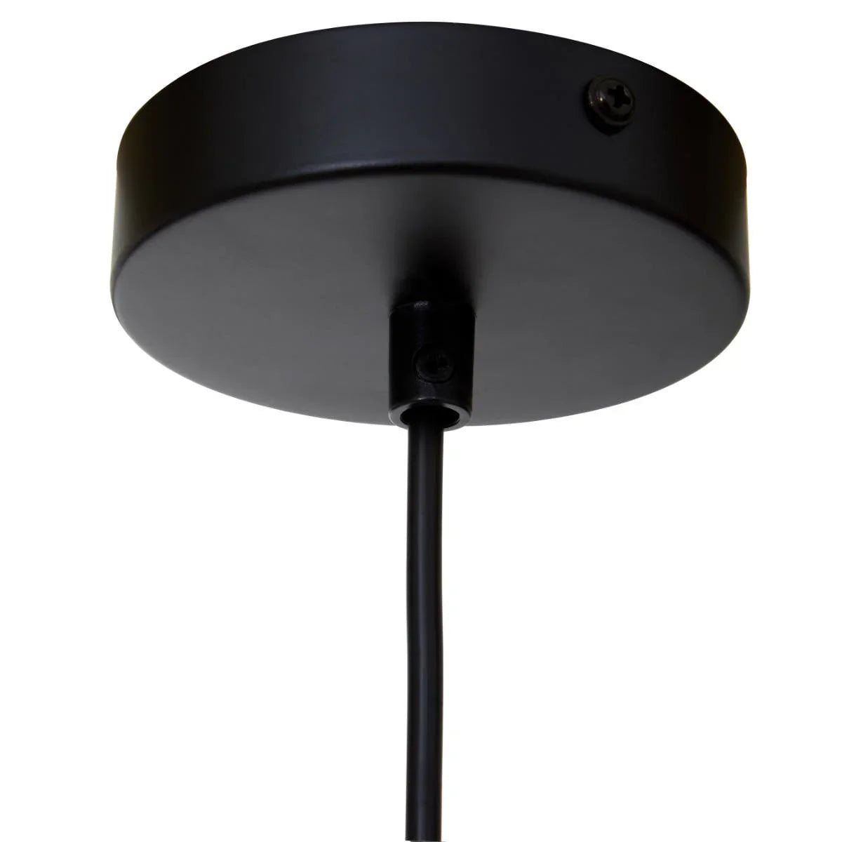 Black metal ceiling light fitting with cable and mounting screws