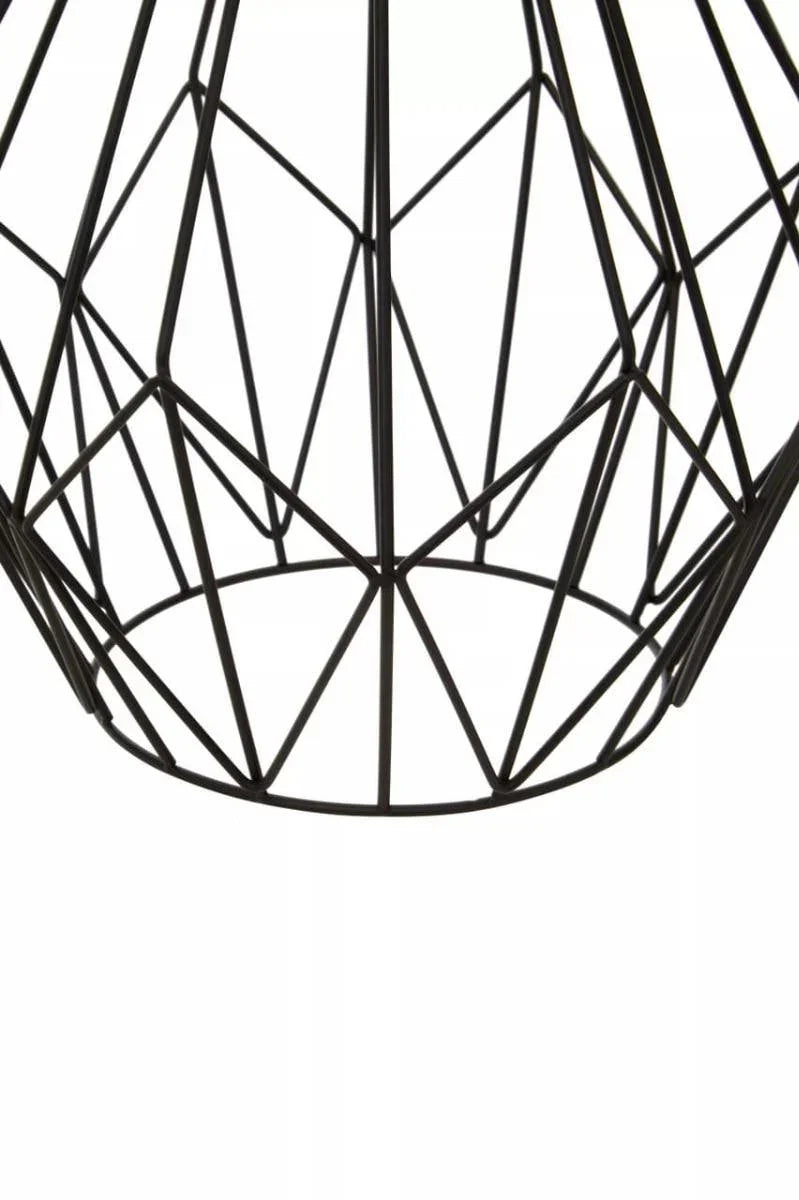 Black metal wire basket base with geometric pattern, closeup view