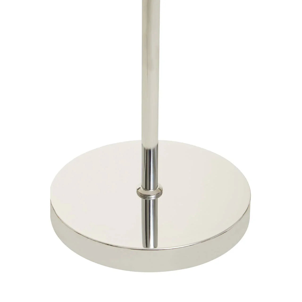 Chrome metal lamp base with round shape and polished finish