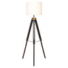 Modern Black Wood Tripod Lamp