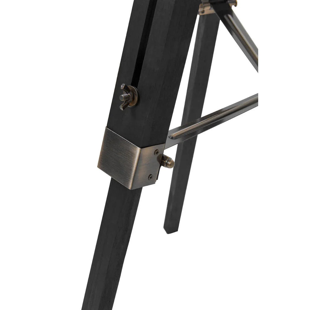 Modern Black Wood Tripod Lamp