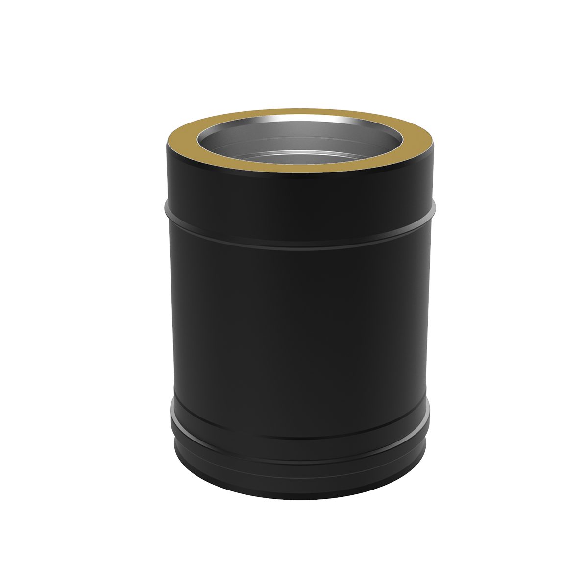 100mm Black Solinox Straight 250mm pipe fitting featuring a sleek black finish with a durable gold rim, designed for reliable connections in various plumbing applications.