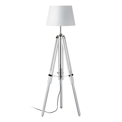 Chic Chrome Wood Floor Lamp