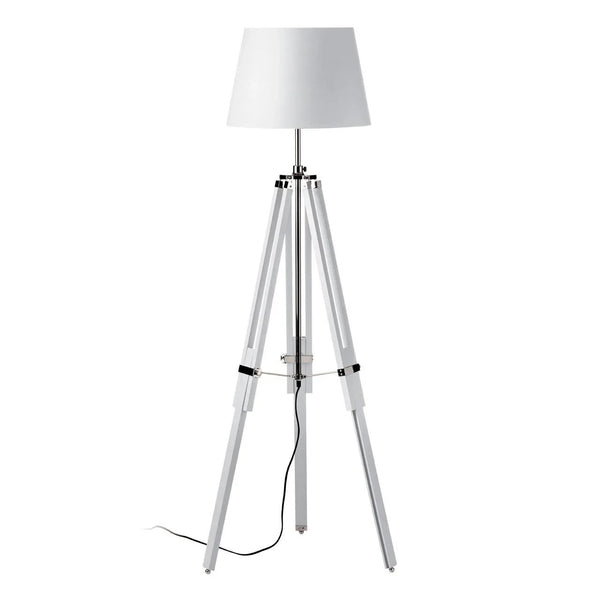 Chic Chrome Wood Floor Lamp