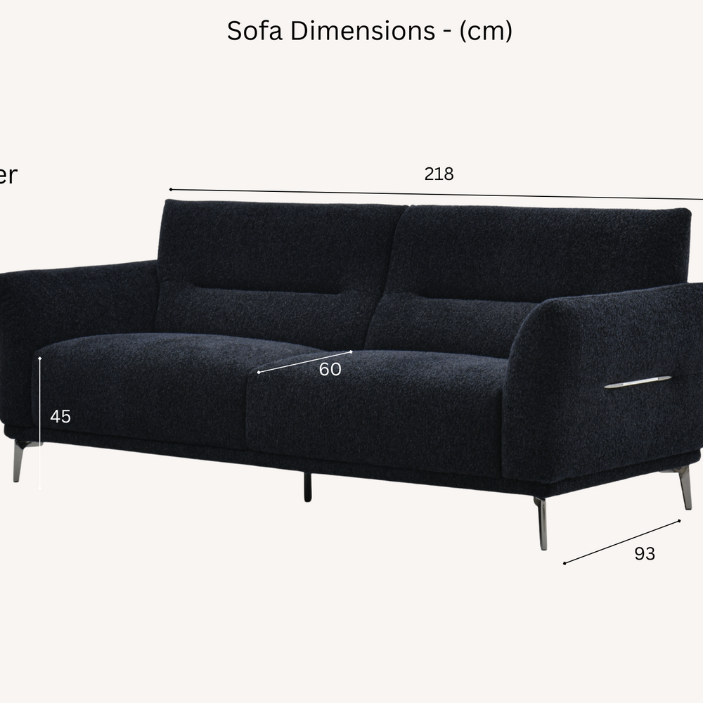 Aluxo Albany Sofa Range in Black Lux Boucle Fabric