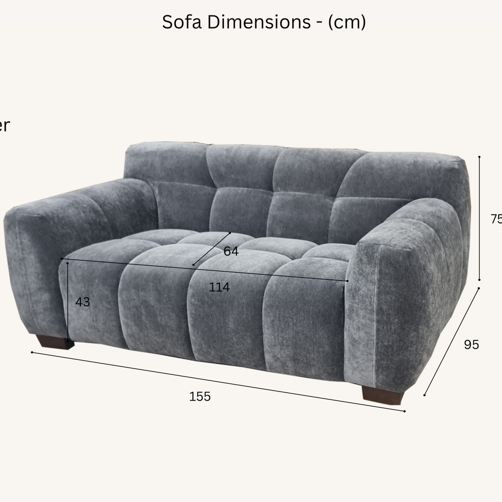 Aluxo Harlem Sofa Range in Steel Velvet
