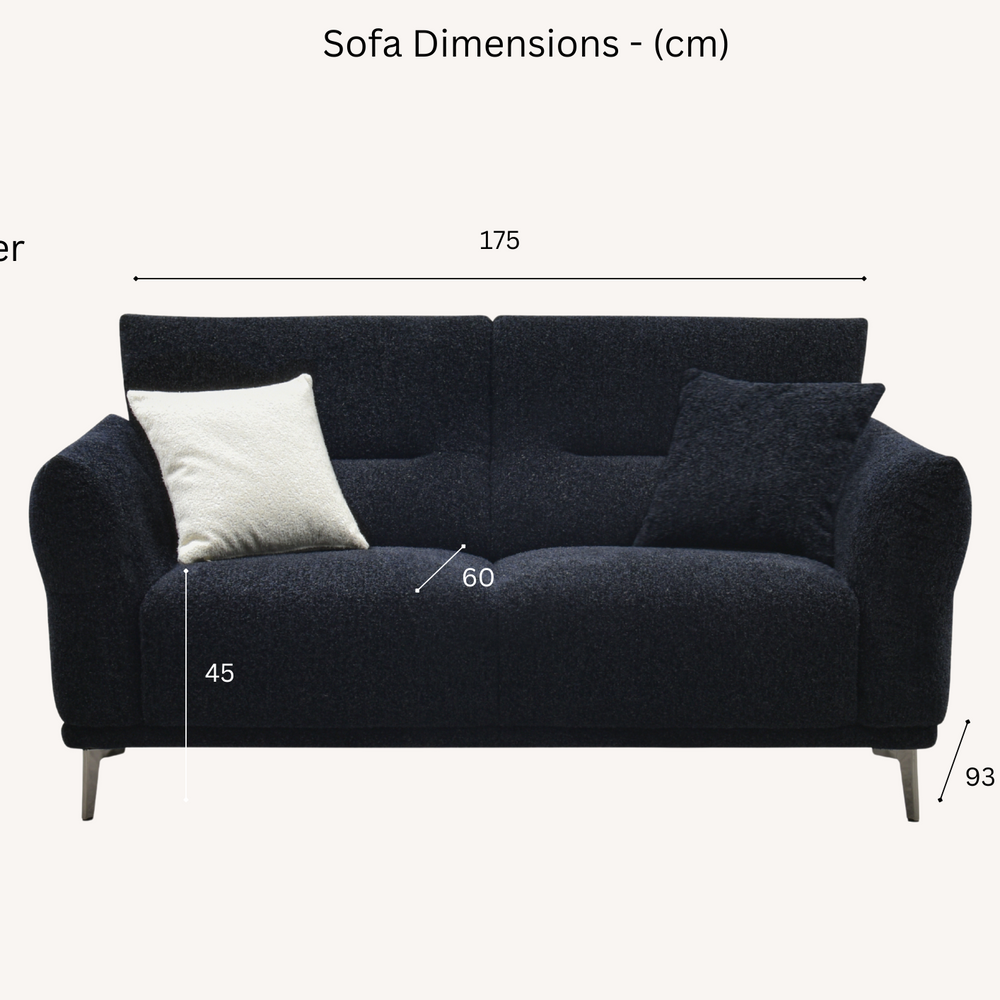 Aluxo Albany Sofa Range in Black Lux Boucle Fabric