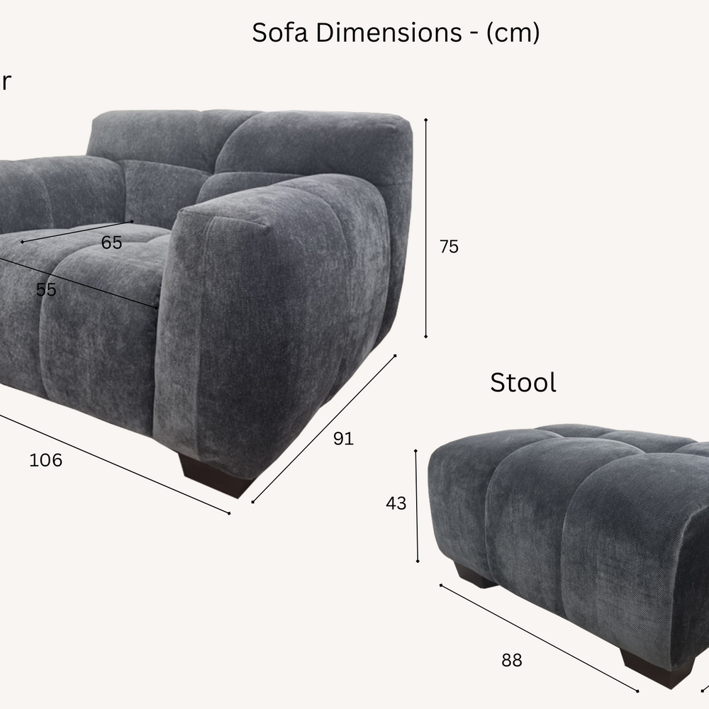 Aluxo Harlem Sofa Range in Steel Velvet