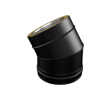 130mm Black Solinox Bend at a 30-degree angle, designed for efficient fluid flow in various piping systems.
