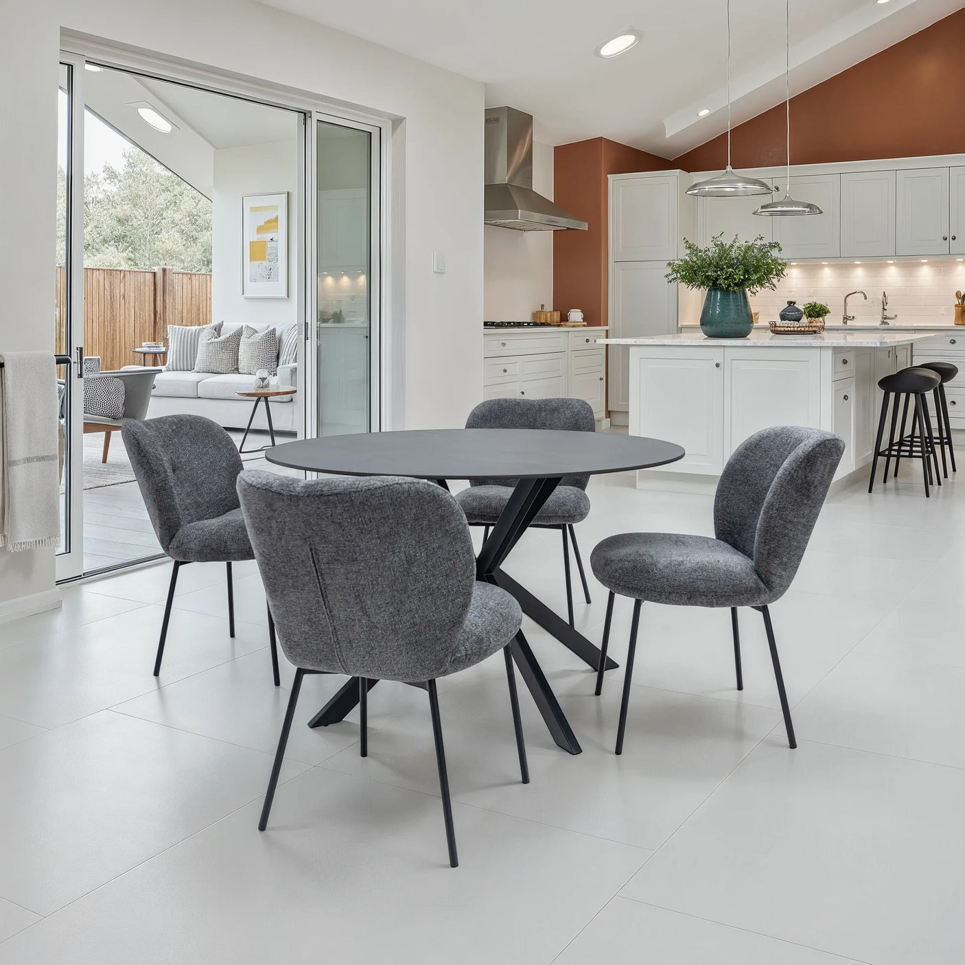 Opal Fabric Dining Chair - Charcoal