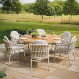 Sicily 6 Seat Round Pedestal Table with Rope Chairs