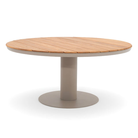 Sicily 6 Seat Round Pedestal Table with Teak Arm Chairs