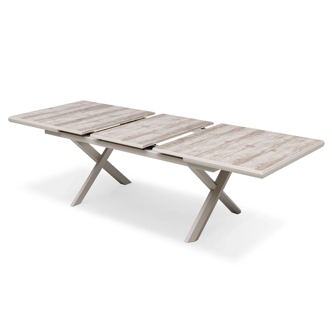 Rectangular extending dining table with wood effect top and angled legs