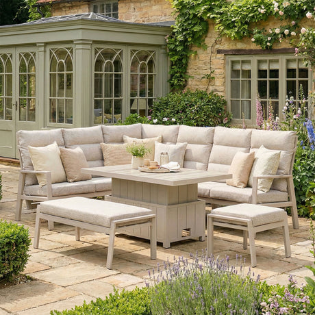 Valencia High Back Reclining Rectangular Corner Dining Set with Rising Table