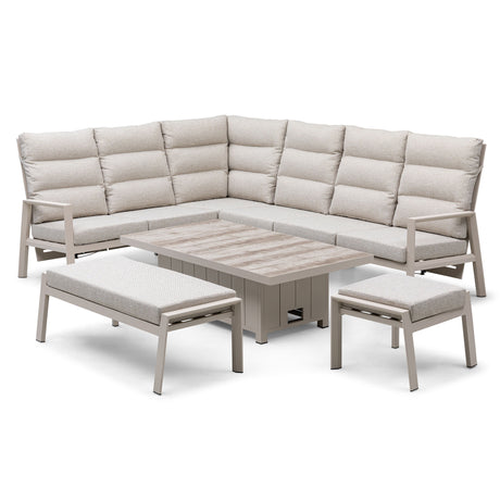Valencia High Back Reclining Rectangular Corner Dining Set with Rising Table