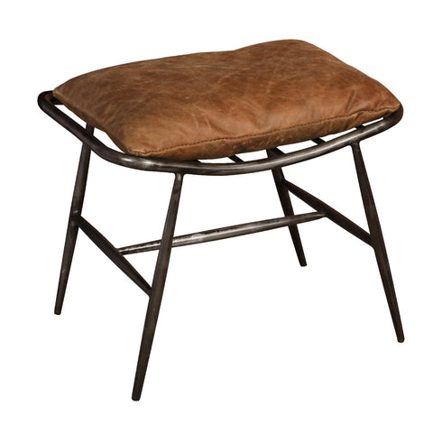 Ely Stool (Gunmetal frame Brown aniline leather cover)