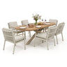 Sicily 6 Seat Rectangular Dining Set and Sicily Dining Chairs with Teak Arms
