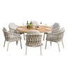 Sicily 6 Seat Round Pedestal Table with Rope Chairs
