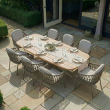 Sicily 8 Seat Rectangular Table with Rope Chairs - Latte Table With Café Chairs