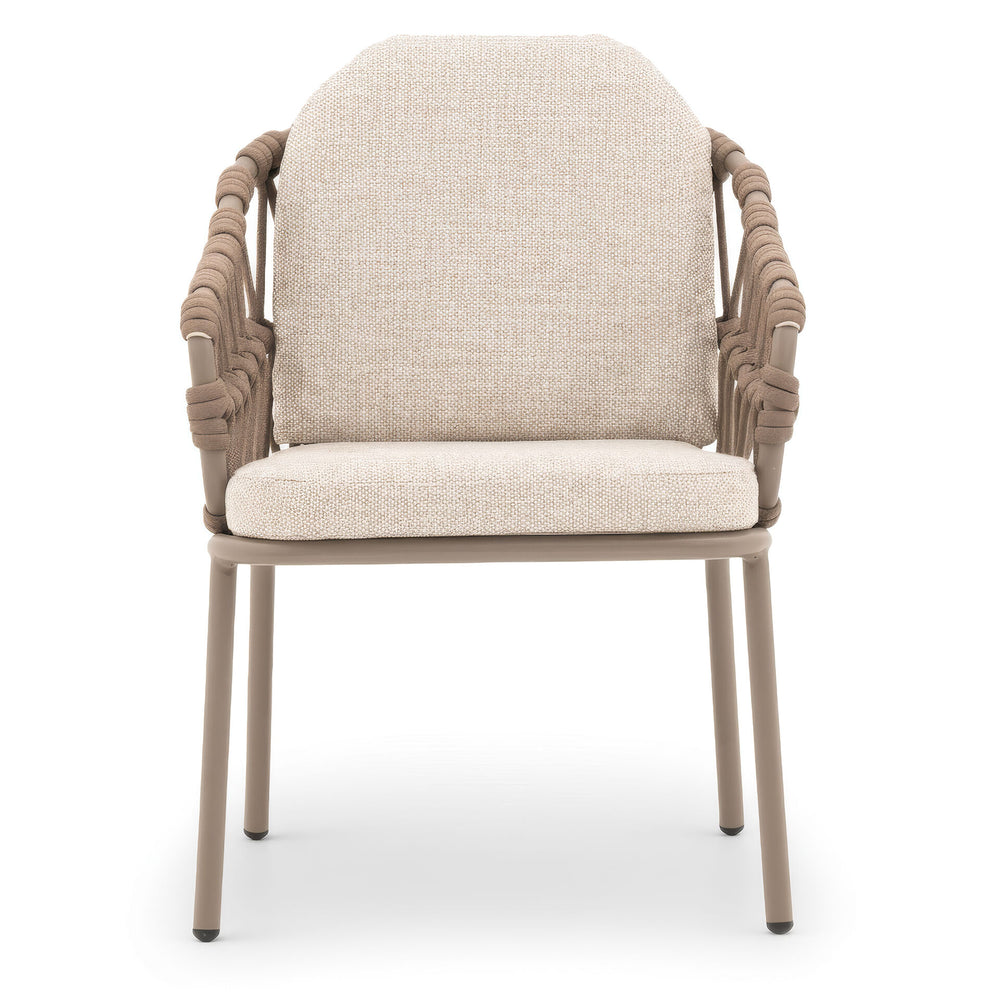 Sicily 8 Seat Rectangular Table with Rope Chairs - Latte Table With Café Chairs