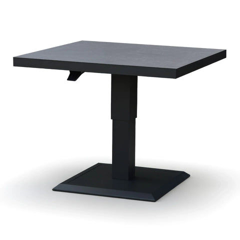 Square black adjustable dining table with pedestal base