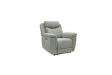 A light gray upholstered recliner chair with a high back and wide armrests, shown on a plain white background.
